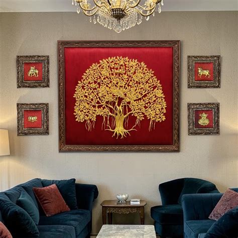 Kalpavriksha Wall Art with Kamadhenu, Elephant, Lotus & Kalash | Divin ...
