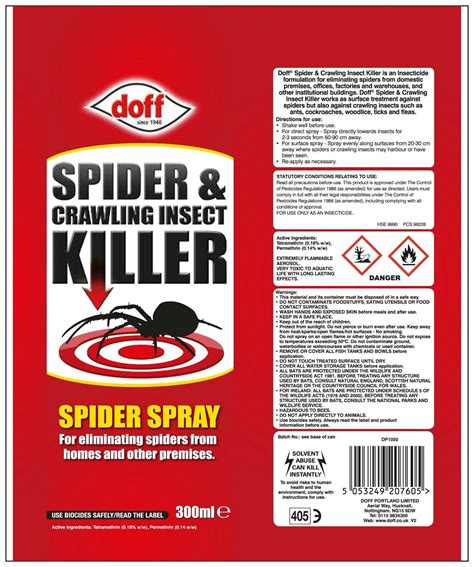 Case of 6 x Doff Spider and Crawling Insect Killer Spray 300ml