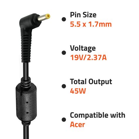 A0405 45Watt Laptop Adapter Compatible with Acer Laptops (19V/2.37A ,P