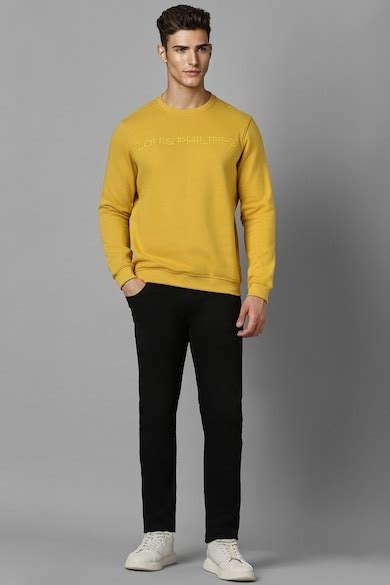 Buy Men Casual Yellow Solid Sweatshirt Online - 931821 | Louis Philippe