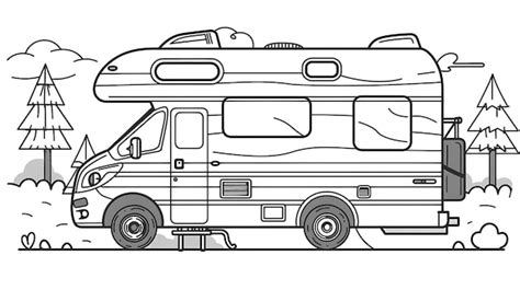 Een tekening van een camper van met een camper op de top | Premium AI ...