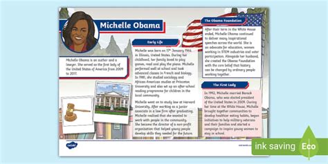 KS2 Michelle Obama Fact File - Twinkl