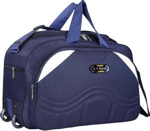 N T Waterproof 40 litres Blue Travel Duffle Bag with Two Wheels/Cabin ...
