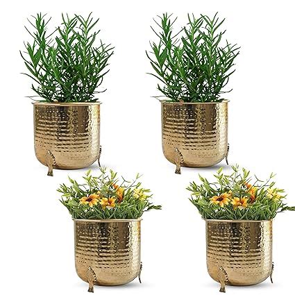 BEHOMA Hammered Gold Metal Planter for Home Decor | Decoratives Pot for ...