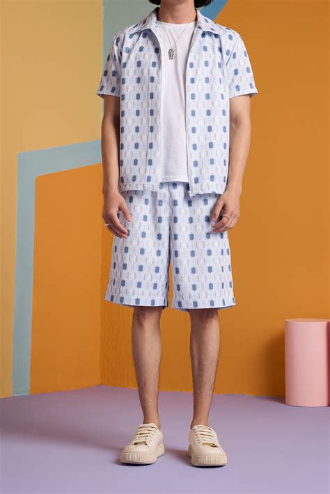 Geo Fusion Shorts - Greyish Blue – Muvazo