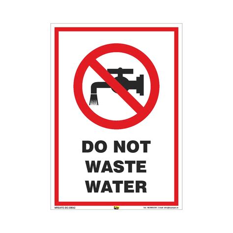 Mr. Safe - Do Not Waste Water Sign in PVC Sticker A3 (11.7 inch X 16.5 ...