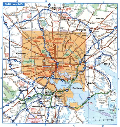 Map of Baltimore, MD. Street map of Baltimore city. Road map of ...