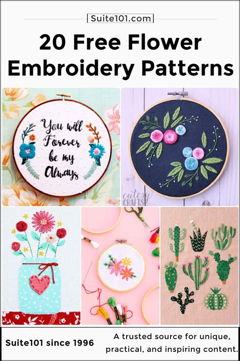20 Free Flower Embroidery Patterns and Designs