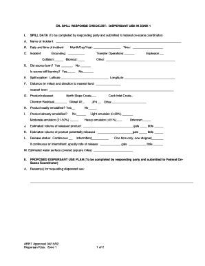 Fillable Online dec alaska ARRT Approved 04/15/92 Dispersant Use: Zone ...