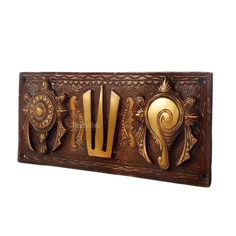 Buy Brass Shankh Chakra & Namah Wall Plates | Lord Tirupati Balaji ...
