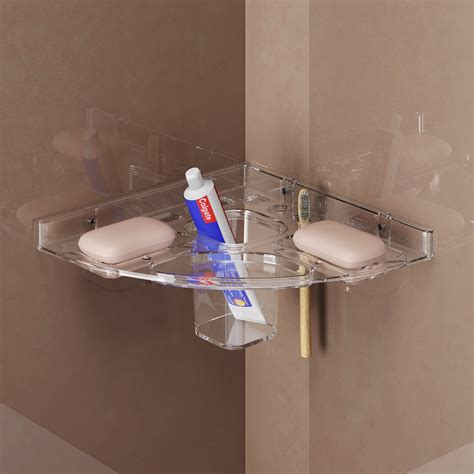 Unbreakable Transparent Wall Mount Acrylic Corner Soap Dish – Gloxy
