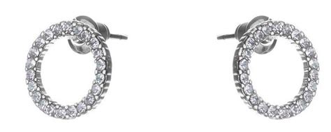 Dazzling Earrings Col Round Circles With Clear Crystals Silver | lyko.com