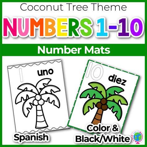 Number Counting Mats: Coconut Tree 1-10 Spanish Version - Life Over C's ...