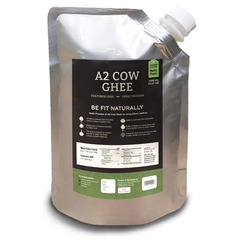 Cultured A2 Cow Ghee – 1000 ml | Convenience & eco-Friendly Refill Pac ...