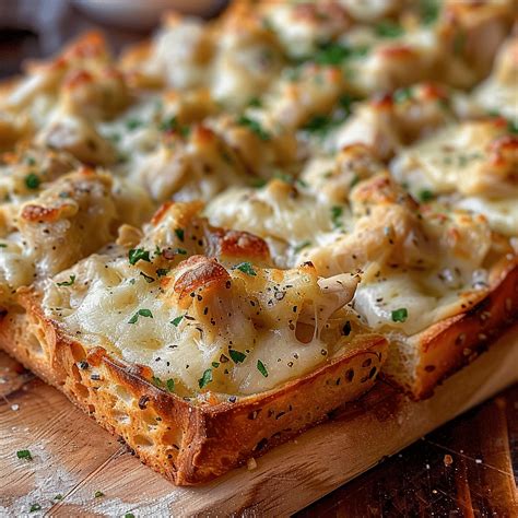 Chicken Alfredo Garlic Bread Pizza