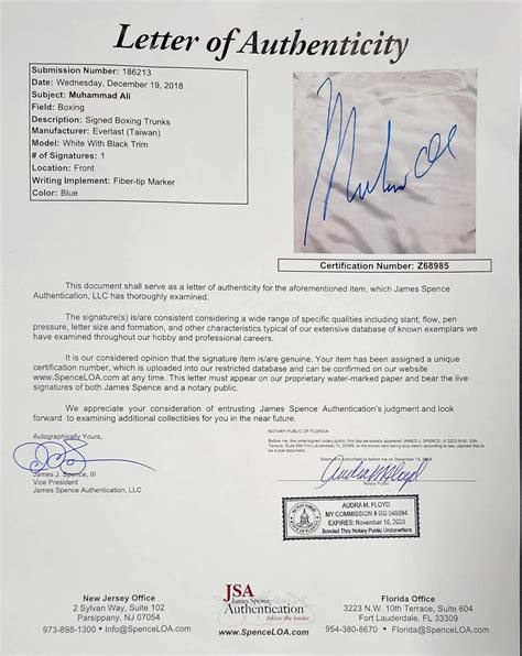 Muhammad Ali with JSA Authenticated signed Boxing Shorts – Sevyn