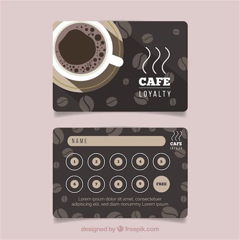 Loyalty card template with coffee coupons | Free Vector
