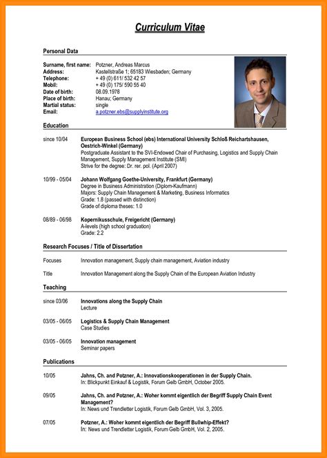 Standard Curriculum Vitae