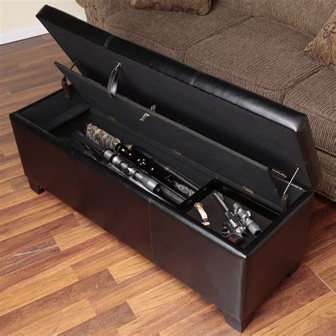 Gun Storage Bench Hidden Concealed Cabinet Guns Shotgun Rifle Safe Lock ...