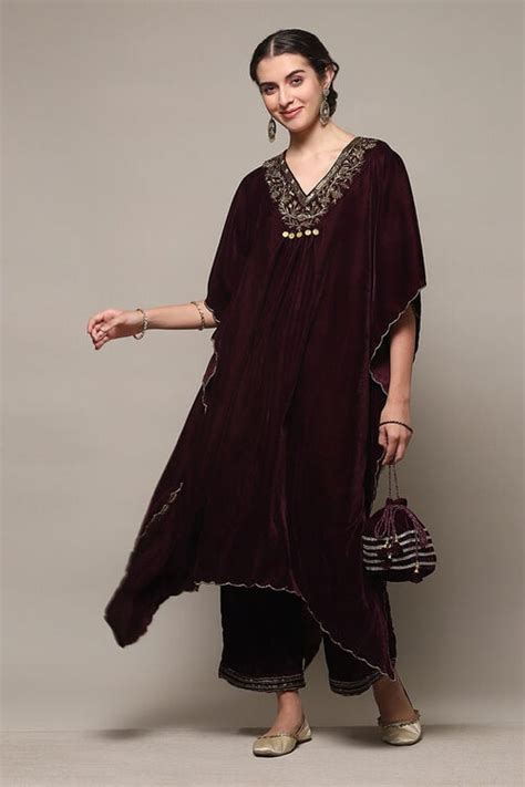 Purple Art Silk A-Line Kurta Palazzo Suit Set