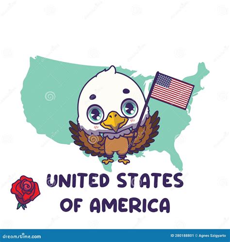 National Animal Eagle Holding the Flag of United States of America ...