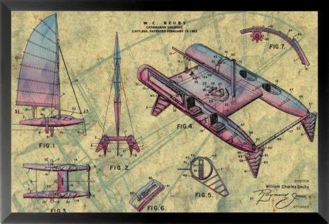 Buyartforless Work Framed 22x14 Art Print Poster Catamaran Sailboat ...