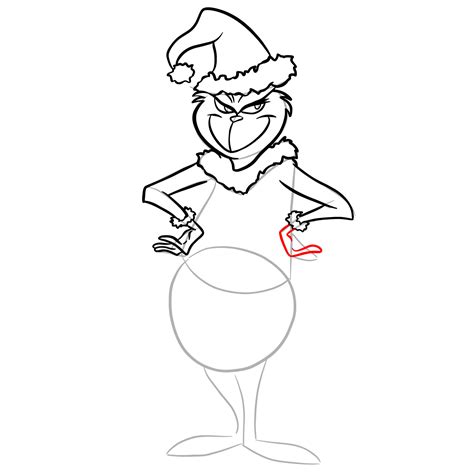 How to draw The Grinch in a Christmas costume - SketchOk