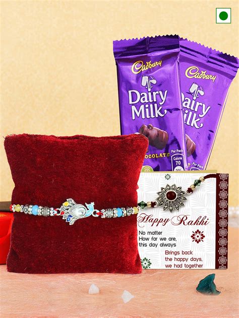 Buy | Designer Peacock Rakhi for Brother | Dairy Milk Chocolate | Card ...