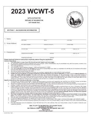 City Wage Tax Refund Application. City Wage Tax Refund Application ...