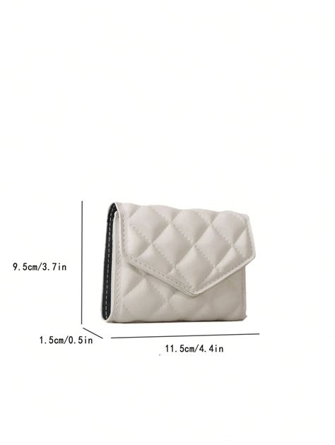 1pc Quilted Rhombus PU Leather Compact Bifold Short Wallet Fashionable ...