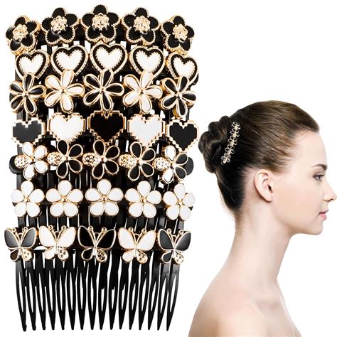 Amazon.com : Amaxiu 7pcs Rhinestone Hair Comb, French Twist Flower Hair ...