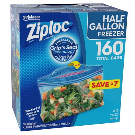 Ziploc Half Gallon Freezer Bags 160 Count Pack : Amazon.in: Home & Kitchen