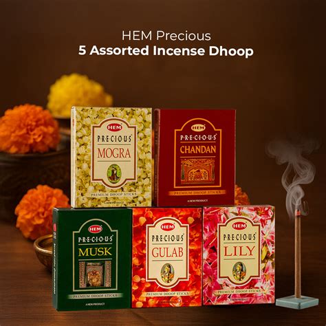 HEM Precious 5 Assorted Incense Dhoop Sticks | HEM Fragrances
