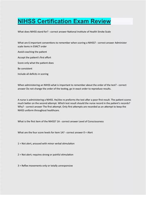 NIHSS Certification Exam Review Questions and answers latest update ...
