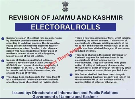 J&K Govt issues clarifications on revision of J&K Electoral Rolls