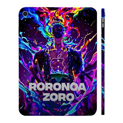 Apple iPad 10th Gen 2022 Roronoa Zoro in Neon Flames Anime Tablet Skin