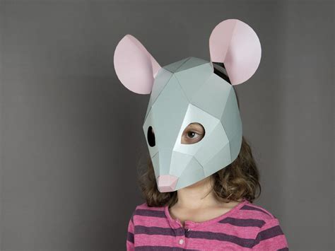 Buy Mouse Mask for a Kids Costume. Papercraft Pdf Low Poly Mask. Online ...