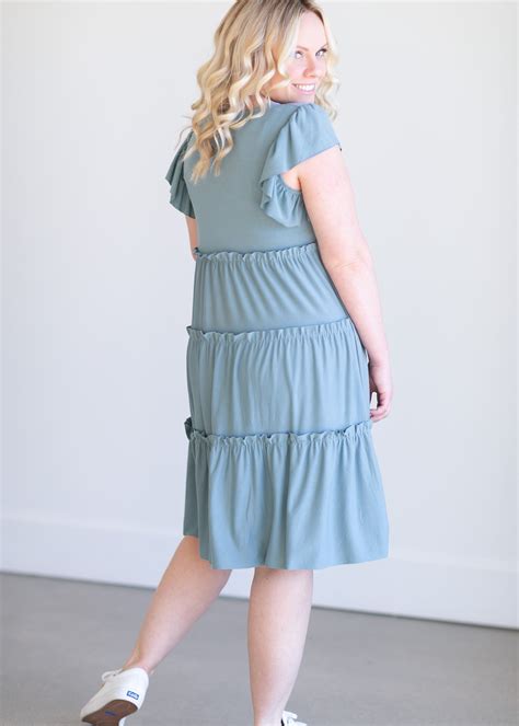 Ruffle Sleeve Tiered Midi Dress - FINAL SALE | Modest midi dress ...