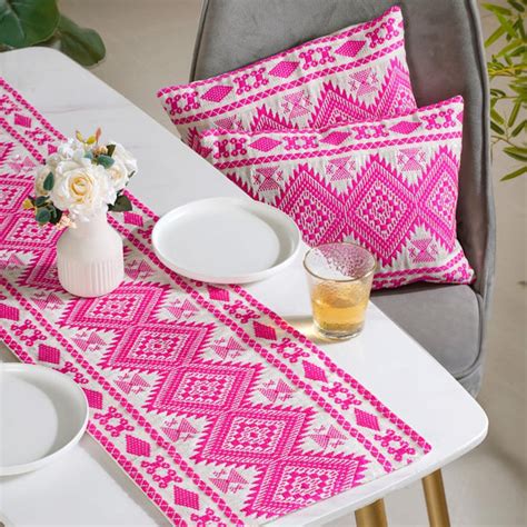 Boho Colour Pop Cushion Cover And Runner Pink Set Of 3 Online - Premium ...