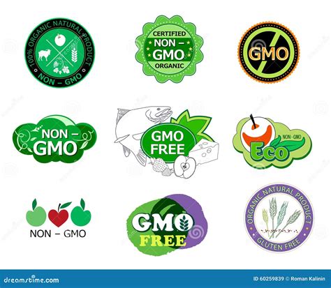 Set of Non GMO Icons and Logo. Stock Vector - Illustration of ...