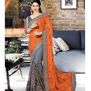 Buy Panash Trends Women's Satin Net Embroidery Work Saree (Black) at ...