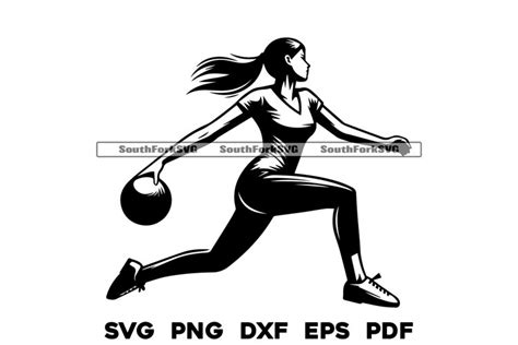 Woman Bowler Bowling Design Files SVG PNG DXF EPS PDF