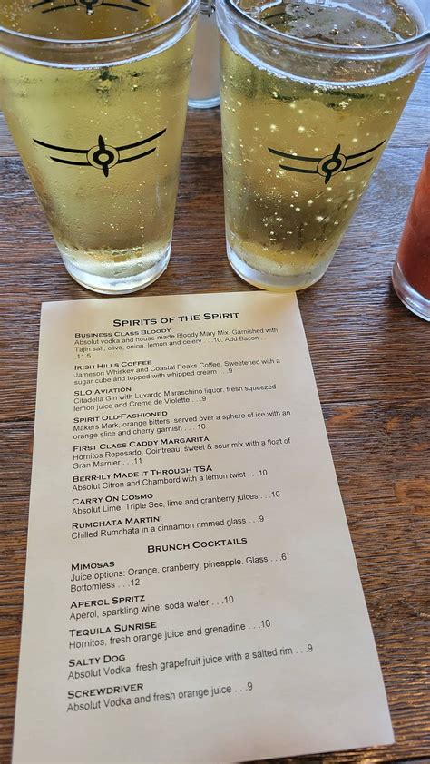 Menu at Spirit of San Luis Restaurant, San Luis Obispo