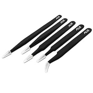 Alis 5 Non Magnetic Black Tweezer Set for Electronics Repair ...
