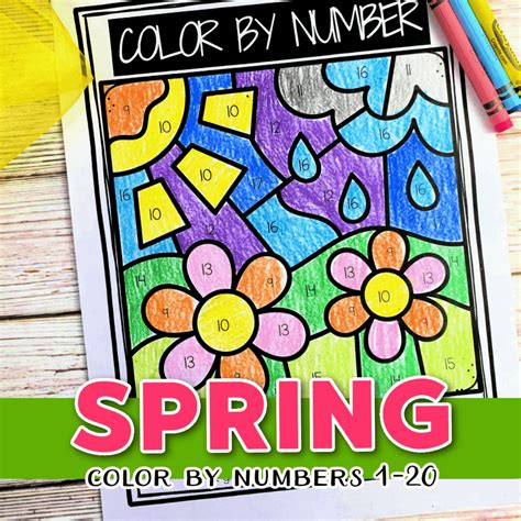 Spring Color By Number Printables for Preschool and Kindergarten