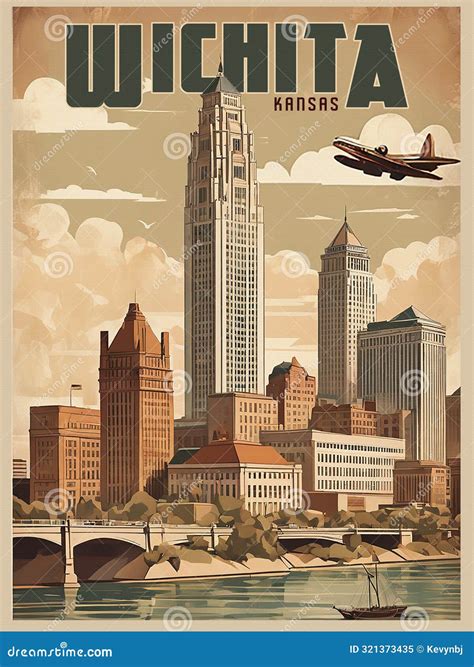 Usa, Kansas, Wichita Architecture Vector City Skyline, Travel Cityscape ...