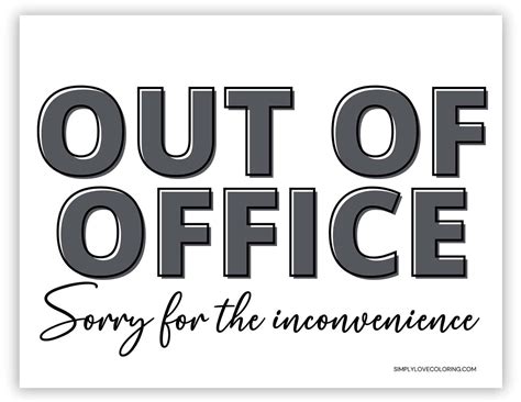 Out of the Office Signs Printable (Free downloads) - Simply Love Coloring