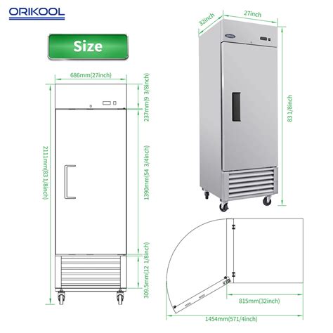 ORIKOOL 27" Commercial Reach-In Freezer in Stainless Steel, 1 Solid Do