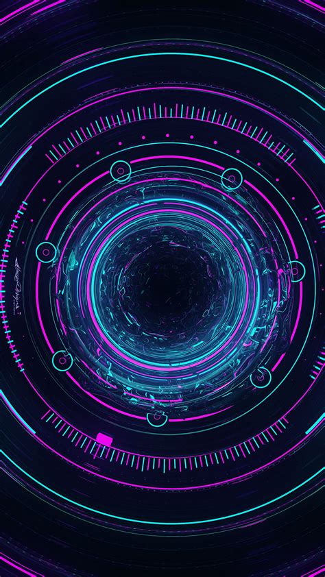 Download wallpaper 2160x3840 circles, glow, backlight, blue, purple ...