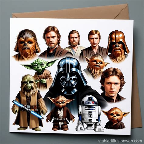Star Wars Greeting Card with Iconic Characters | Stable Diffusion Online